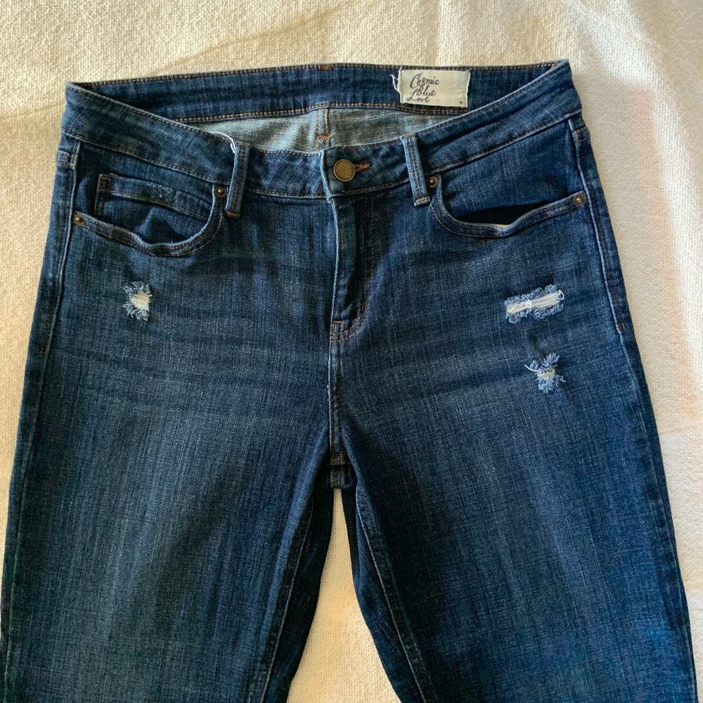 Cosmic Blue Love Jeans, size 30, dark denim